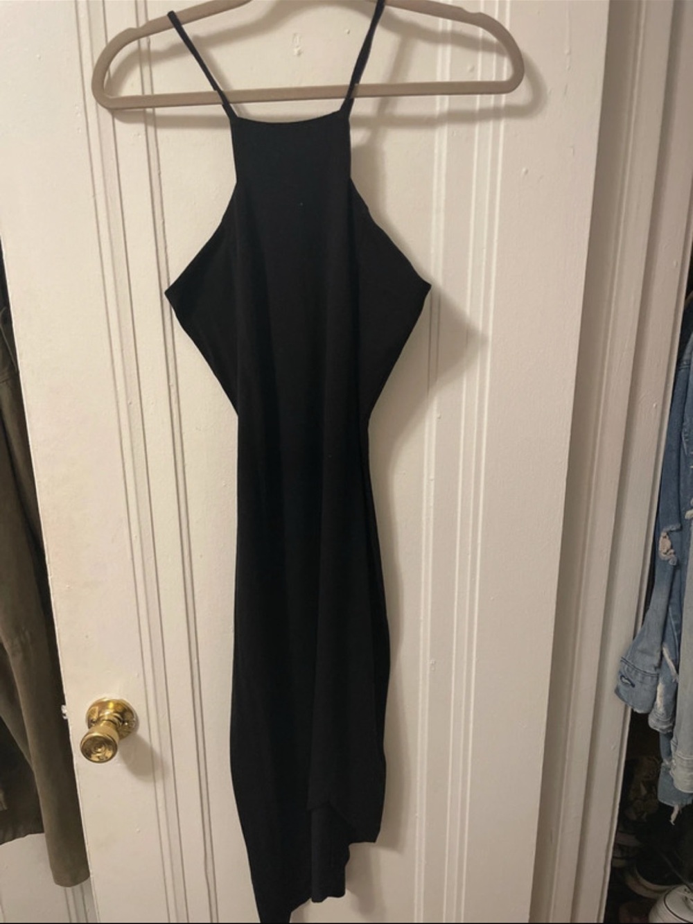 Express Black Midi Slip Dress with Halter Straps